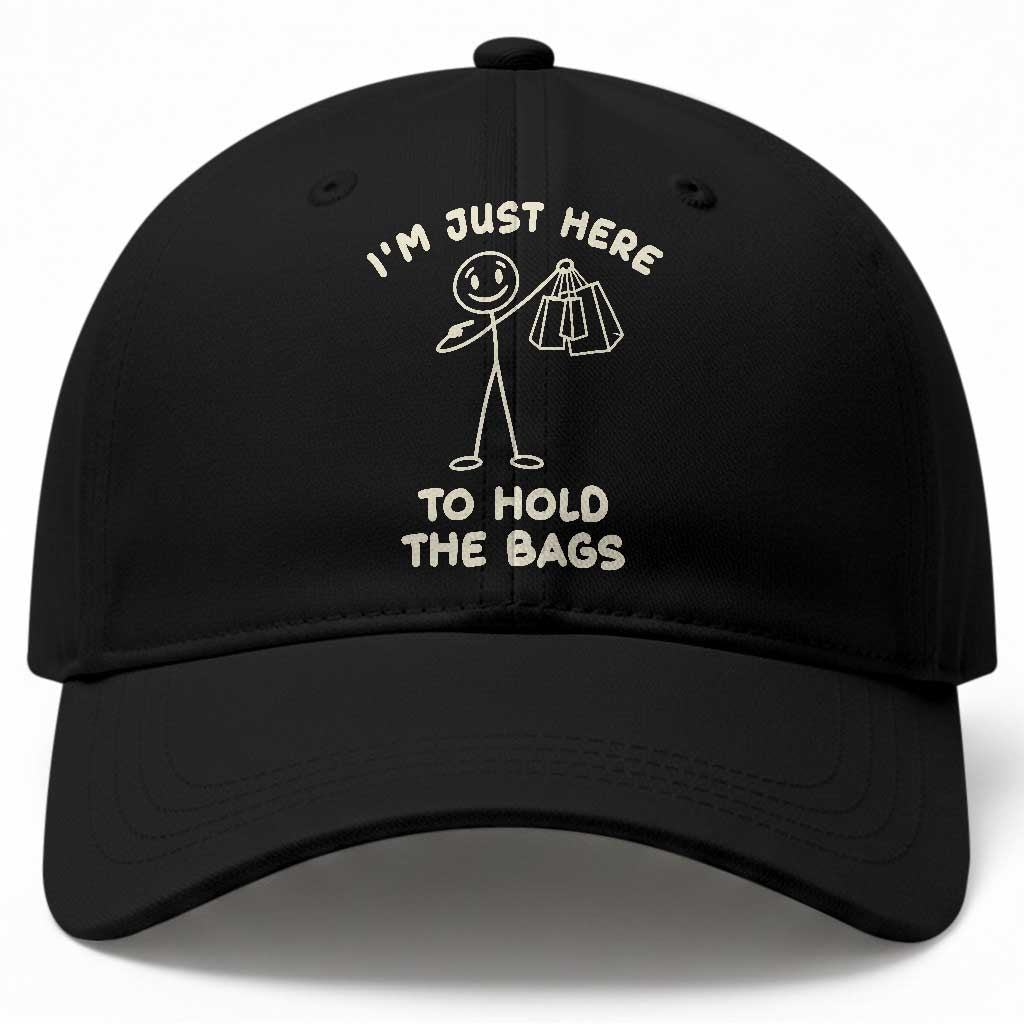 Funny Husband Shopping Baseball Cap Im Just Here To Hold The Bags Stickman Humor