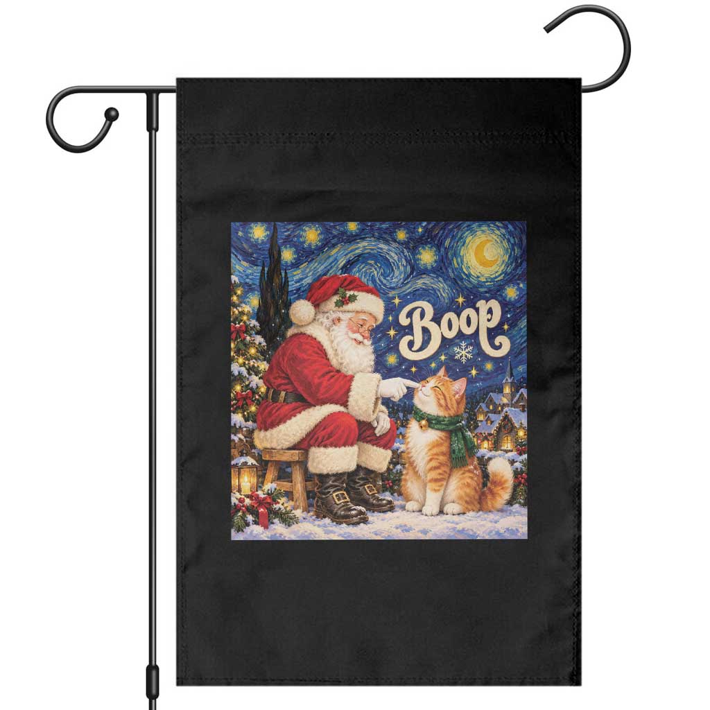 Santa Cat Nose Boop Starry Night Garden Flag Funny Christmas Gift