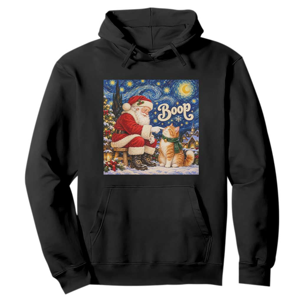 Santa Cat Nose Boop Starry Night Hoodie Funny Christmas Gift
