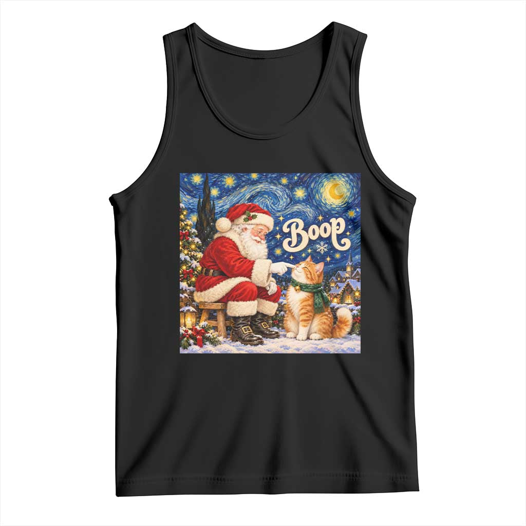 Santa Cat Nose Boop Starry Night Tank Top Funny Christmas Gift