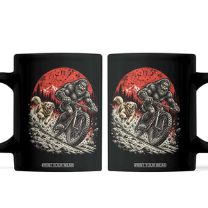 Funny Retriever Dog Chasing Bigfoot Coffee Mug Mountain Biker Adventure