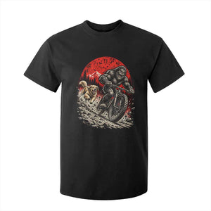 Funny Retriever Dog Chasing Bigfoot T Shirt For Kid Mountain Biker Adventure