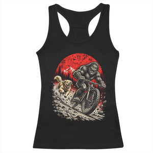 Funny Retriever Dog Chasing Bigfoot Racerback Tank Top Mountain Biker Adventure
