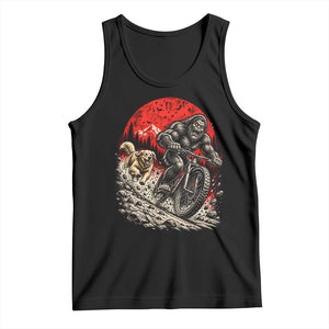 Funny Retriever Dog Chasing Bigfoot Tank Top Mountain Biker Adventure