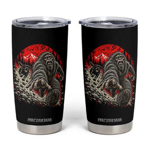 Black Labrador Chasing Bigfoot Tumbler Cup Funny Running Cryptid Adventure