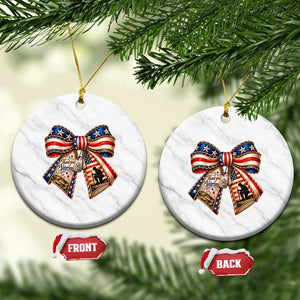 American Flag Veterans Bow Ceramic Ornament Thank You Military Gift