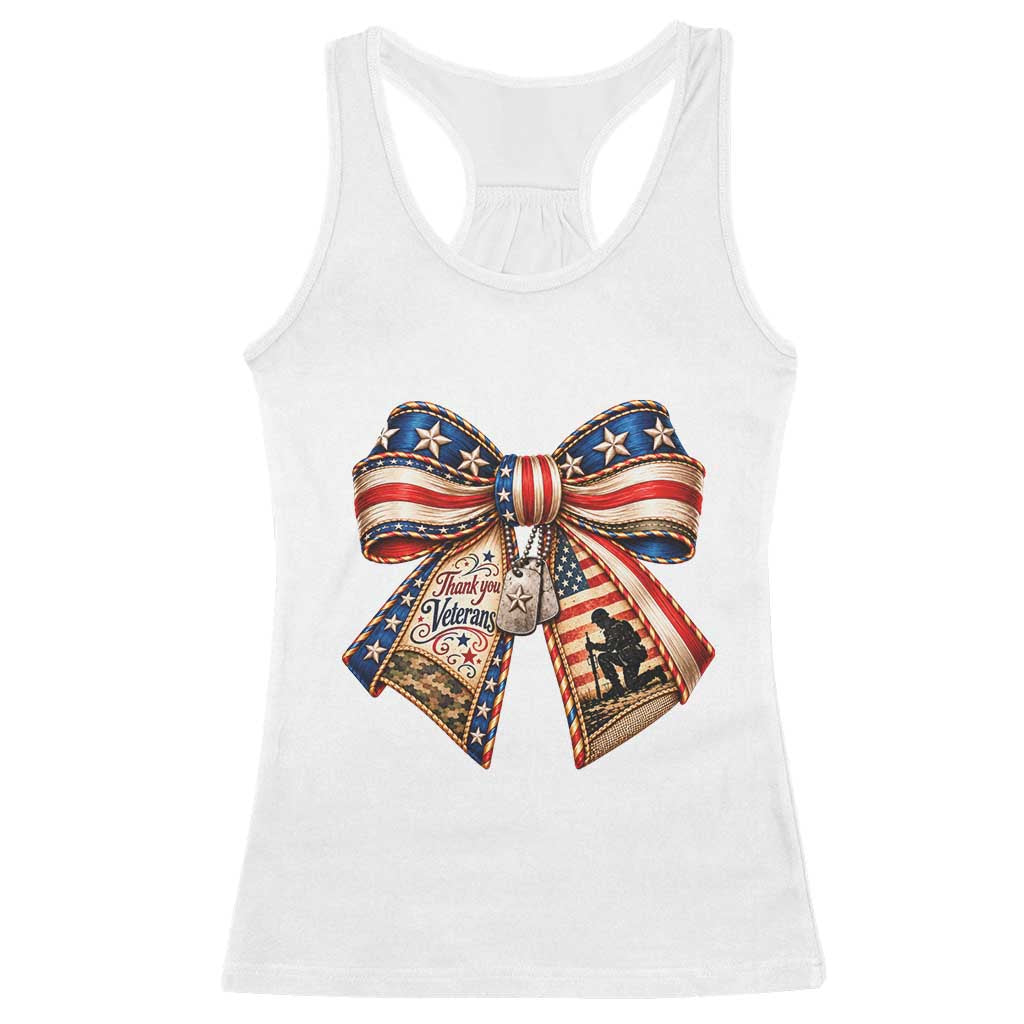 American Flag Veterans Bow Racerback Tank Top Thank You Military Gift