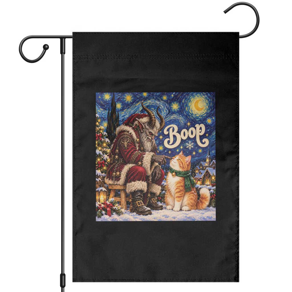 Krampus Cat Nose Boop Starry Night Garden Flag Funny Christmas Gift