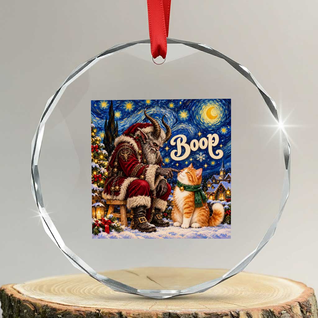 Krampus Cat Nose Boop Starry Night Crystal Glass Ornament Funny Christmas Gift