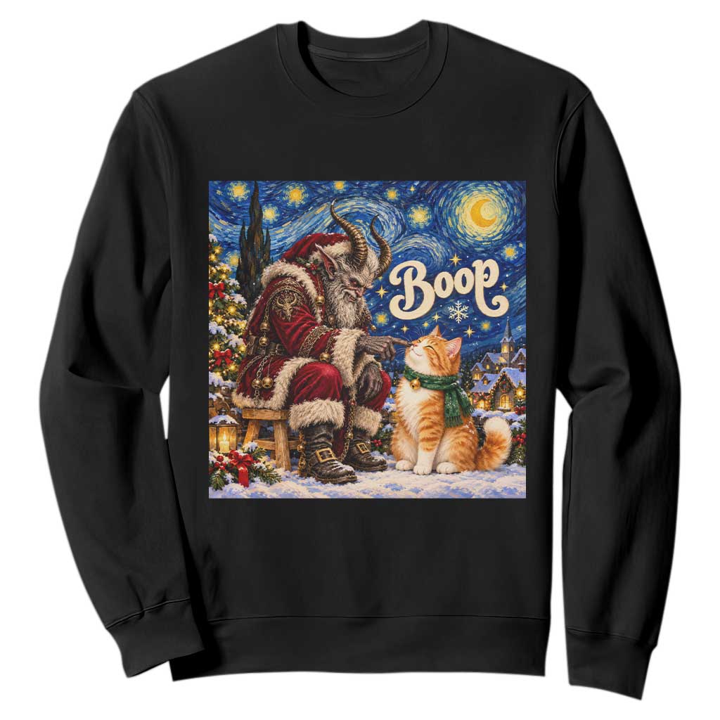 Krampus Cat Nose Boop Starry Night Sweatshirt Funny Christmas Gift