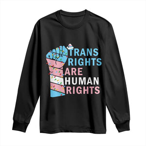 Trans Rights Are Human Rights Long Sleeve Shirt Christmas LGBTQ Supporter Gift TS12 Black Print Your Wear