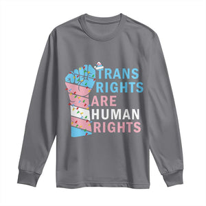 Trans Rights Are Human Rights Long Sleeve Shirt Christmas LGBTQ Supporter Gift TS12 Charcoal Print Your Wear
