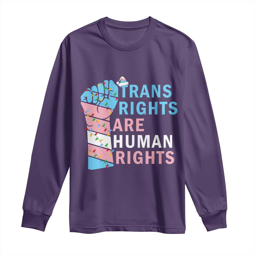 Trans Rights Are Human Rights Long Sleeve Shirt Christmas LGBTQ Supporter Gift TS12 Purple Print Your Wear