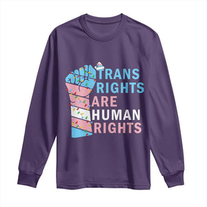 Trans Rights Are Human Rights Long Sleeve Shirt Christmas LGBTQ Supporter Gift TS12 Purple Print Your Wear