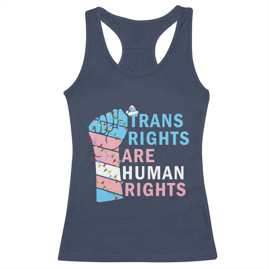 Trans Rights Are Human Rights Racerback Tank Top Christmas LGBTQ Supporter Gift TS12 Navy Print Your Wear