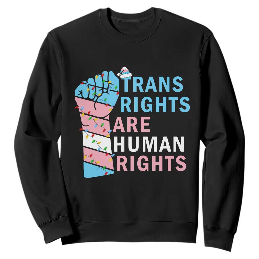 Trans Rights Are Human Rights Sweatshirt Christmas LGBTQ Supporter Gift TS12 Black Print Your Wear