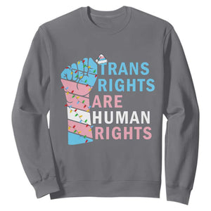 Trans Rights Are Human Rights Sweatshirt Christmas LGBTQ Supporter Gift TS12 Charcoal Print Your Wear