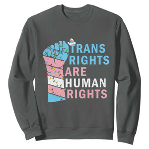 Trans Rights Are Human Rights Sweatshirt Christmas LGBTQ Supporter Gift TS12 Dark Heather Print Your Wear