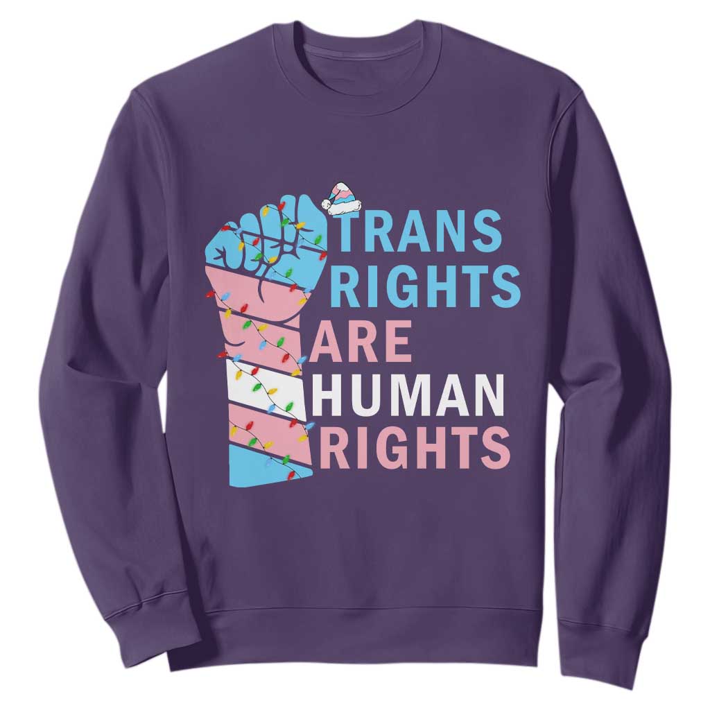 Trans Rights Are Human Rights Sweatshirt Christmas LGBTQ Supporter Gift TS12 Purple Print Your Wear