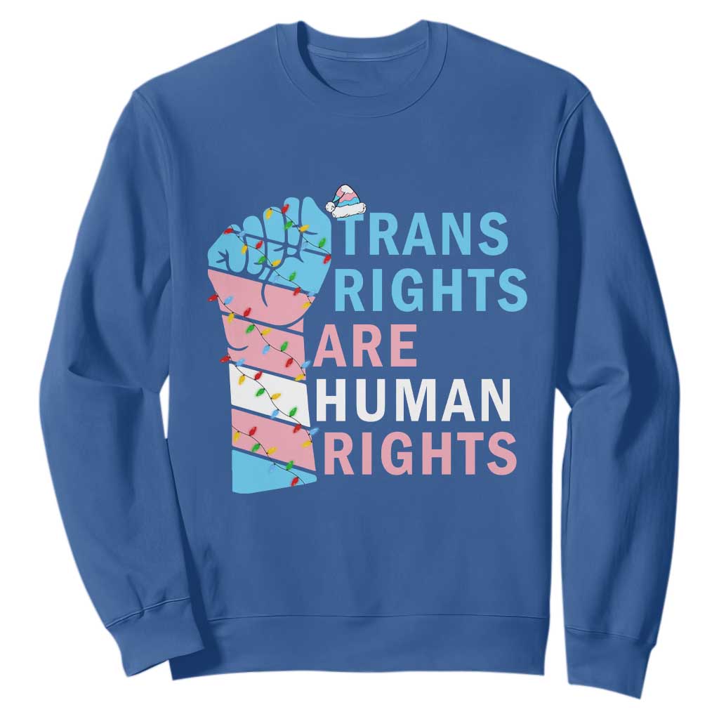 Trans Rights Are Human Rights Sweatshirt Christmas LGBTQ Supporter Gift TS12 Royal Blue Print Your Wear