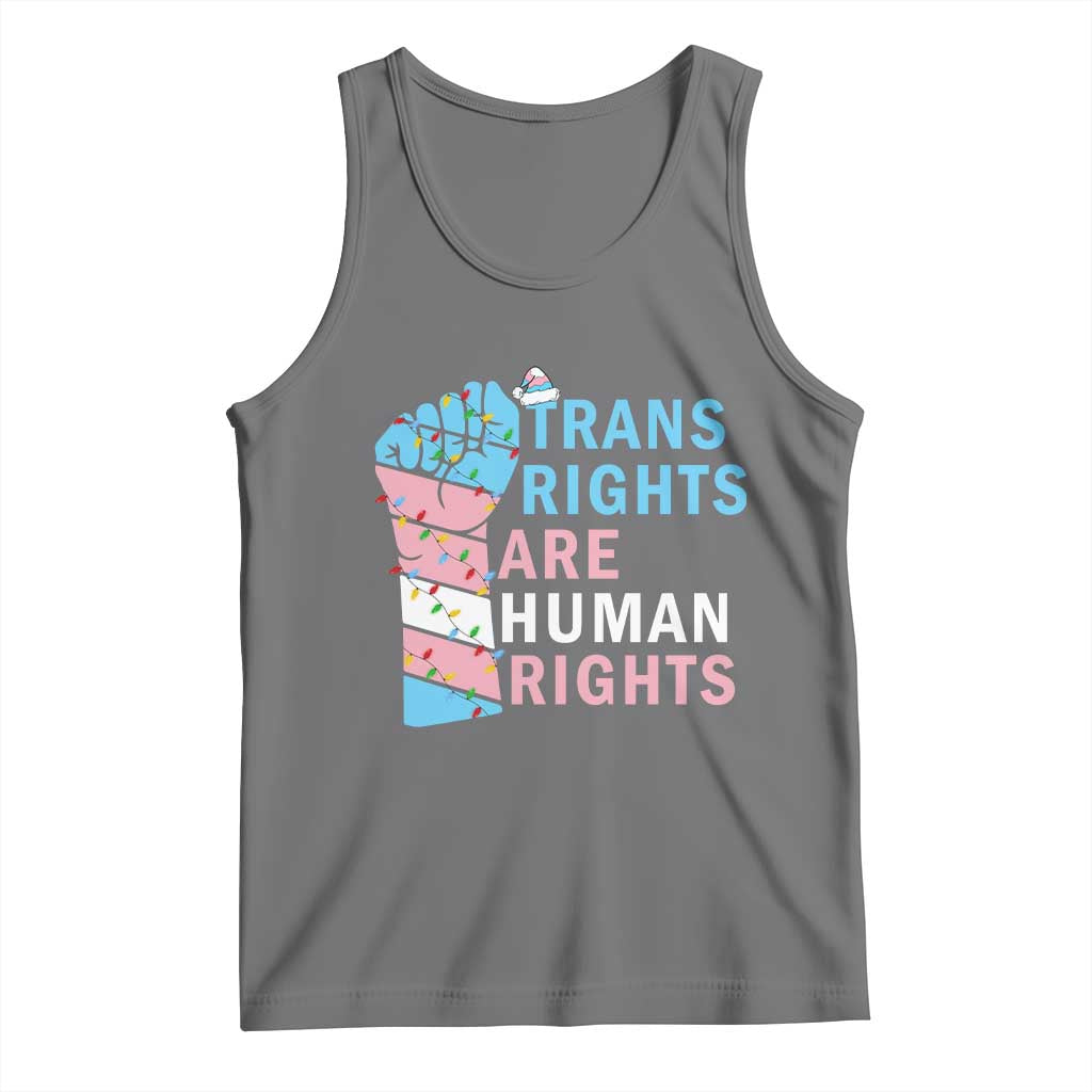 Trans Rights Are Human Rights Tank Top Christmas LGBTQ Supporter Gift TS12 Black Heather Print Your Wear