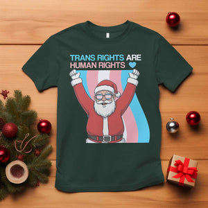 Christmas Trans Rights Are Human Rights T Shirt LGBTQ Advocate TS12 Dark Forest Green Print Your Wear