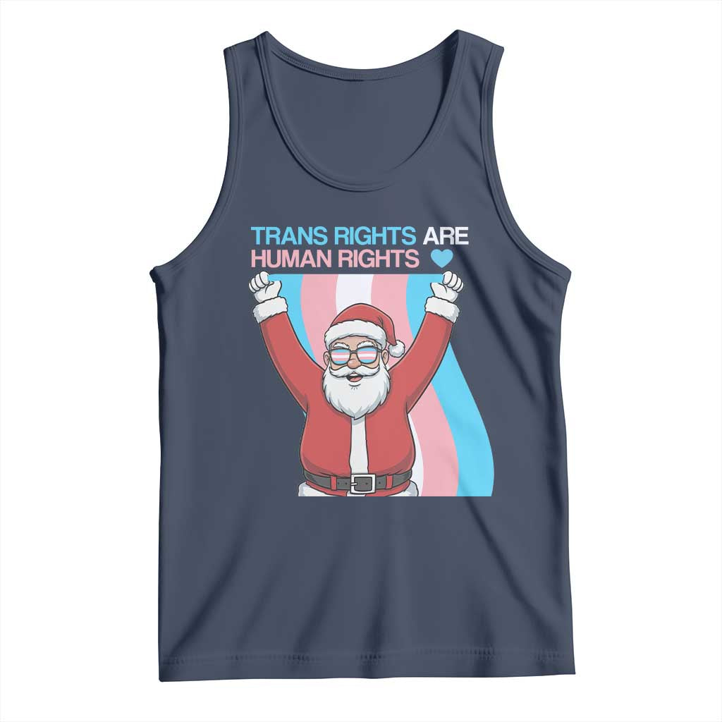 Christmas Trans Rights Are Human Rights Tank Top LGBTQ Advocate TS12 Navy Print Your Wear