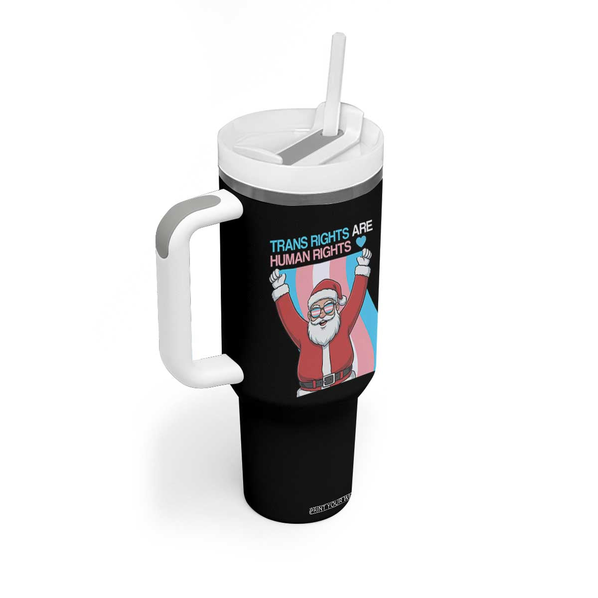 Christmas Trans Rights Are Human Rights Tumbler With Handle LGBTQ Advocate TS12 Print Your Wear