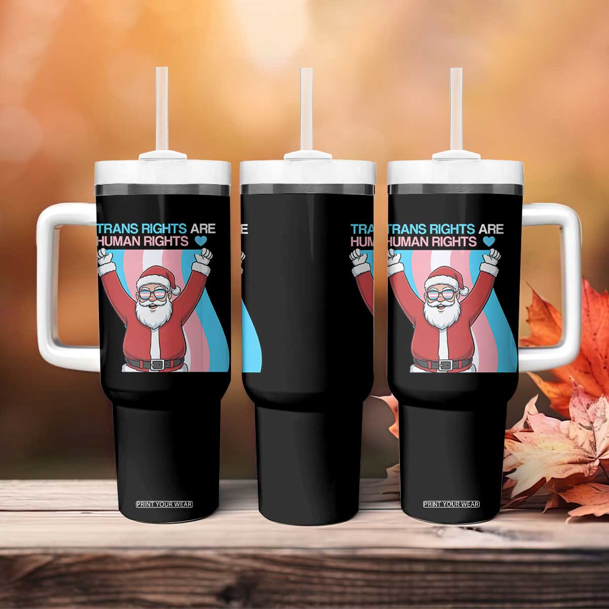 Christmas Trans Rights Are Human Rights Tumbler With Handle LGBTQ Advocate TS12 Print Your Wear