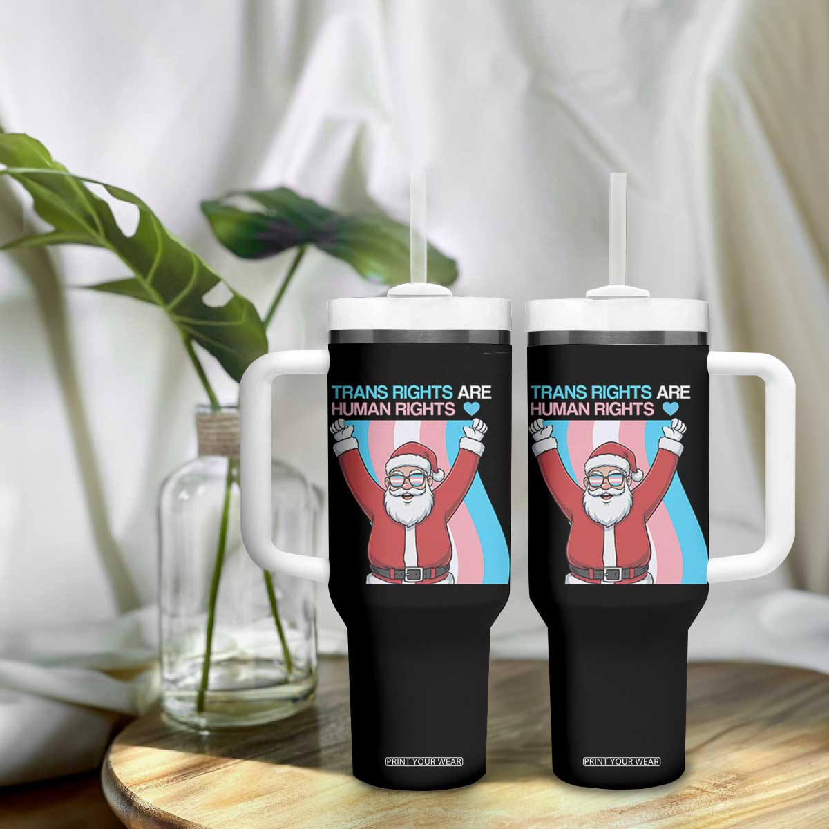 Christmas Trans Rights Are Human Rights Tumbler With Handle LGBTQ Advocate TS12 Print Your Wear