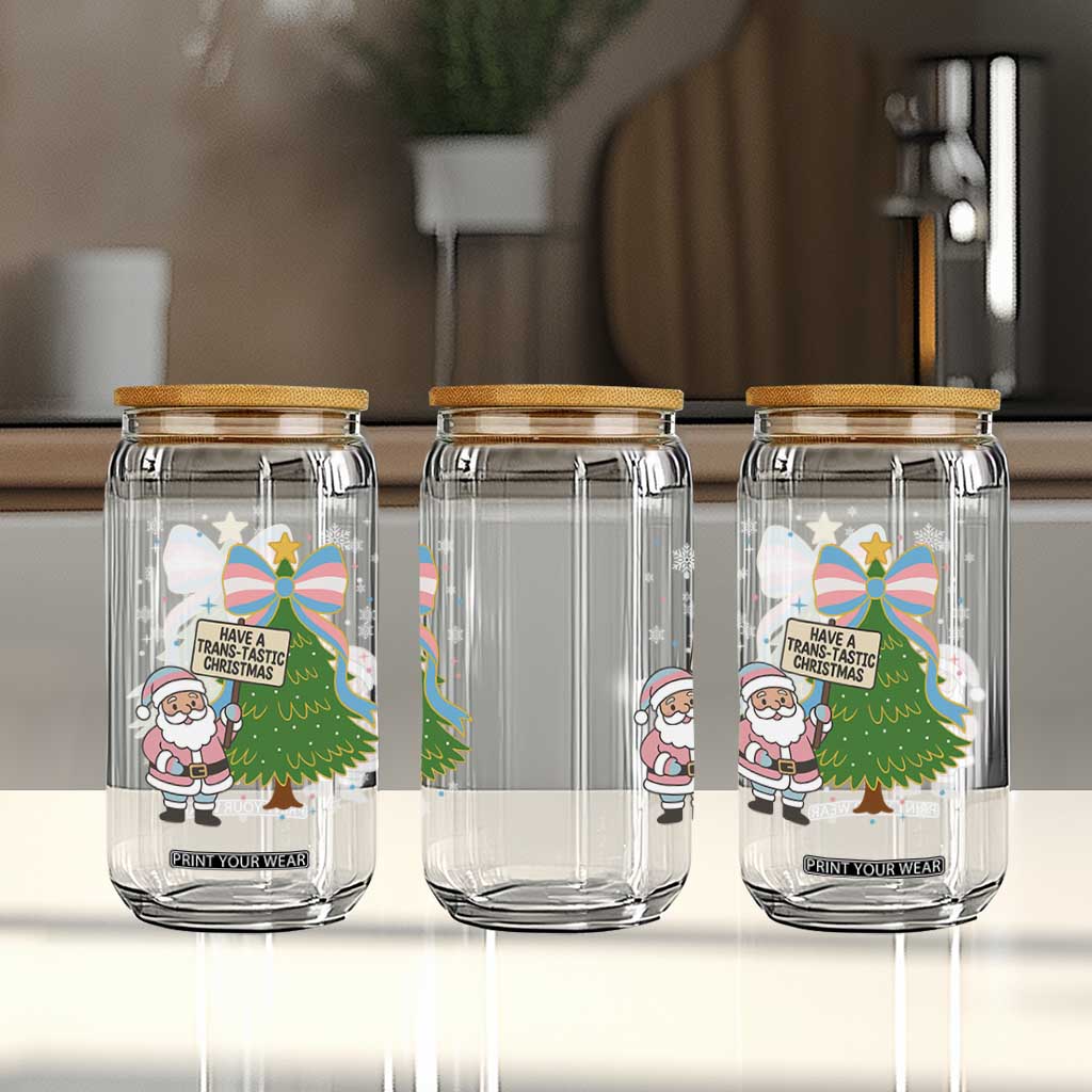 Have A Trans Tastic Christmas Glass Can Transgender Pride TS12 Print Your Wear