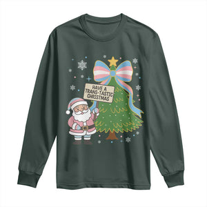 Have A Trans Tastic Christmas Long Sleeve Shirt Transgender Pride TS12 Dark Forest Green Print Your Wear
