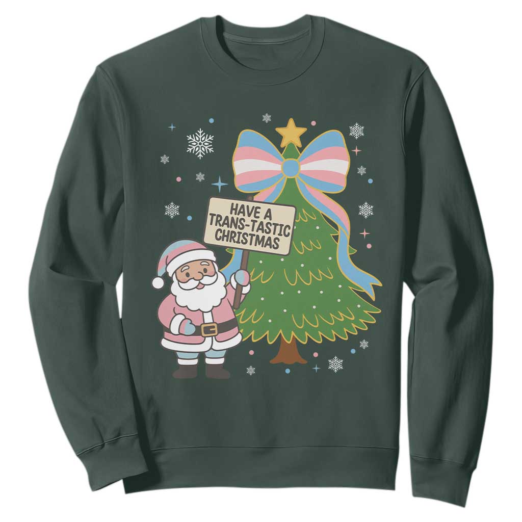 Have A Trans Tastic Christmas Sweatshirt Transgender Pride TS12 Dark Forest Green Print Your Wear