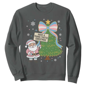 Have A Trans Tastic Christmas Sweatshirt Transgender Pride TS12 Dark Heather Print Your Wear
