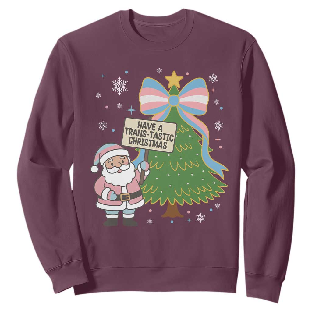 Have A Trans Tastic Christmas Sweatshirt Transgender Pride TS12 Maroon Print Your Wear