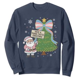 Have A Trans Tastic Christmas Sweatshirt Transgender Pride TS12 Navy Print Your Wear