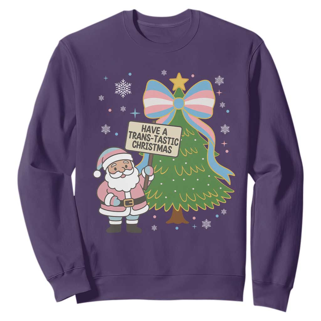 Have A Trans Tastic Christmas Sweatshirt Transgender Pride TS12 Purple Print Your Wear