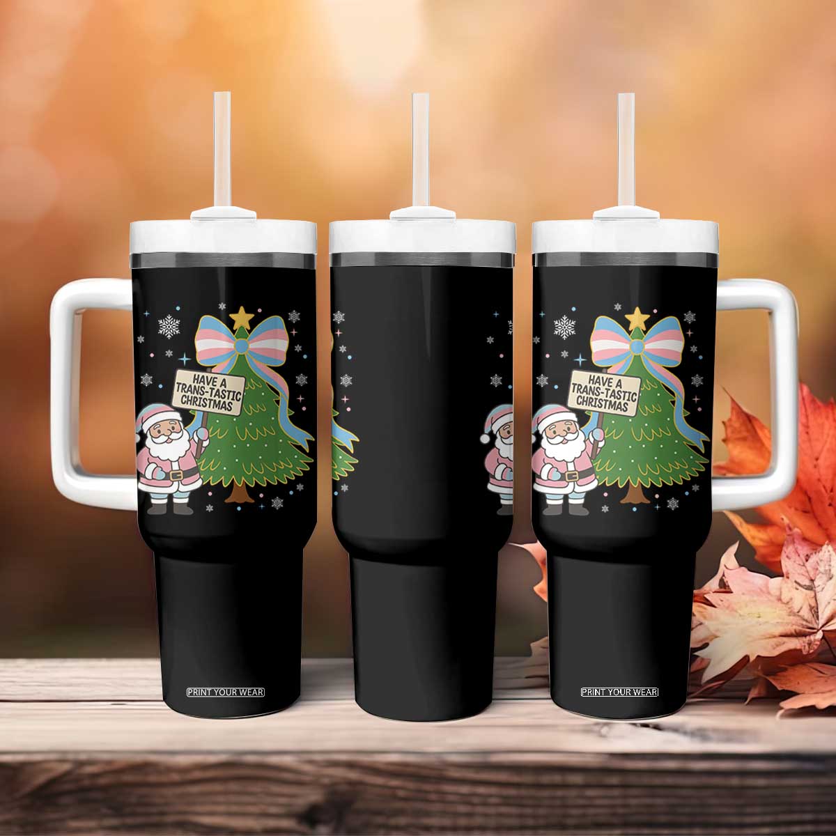Have A Trans Tastic Christmas Tumbler With Handle Transgender Pride TS12 Print Your Wear