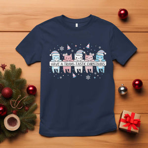 Have A Trans Tastic Christmas Gift T Shirt LGBTQ Cat Lover TS12 Navy Print Your Wear