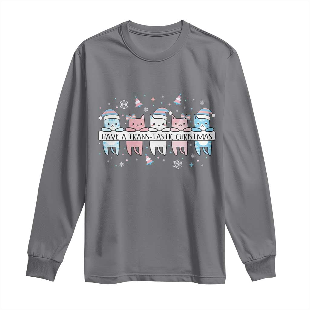 Have A Trans Tastic Christmas Gift Long Sleeve Shirt LGBTQ Cat Lover TS12 Charcoal Print Your Wear