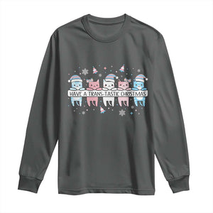 Have A Trans Tastic Christmas Gift Long Sleeve Shirt LGBTQ Cat Lover TS12 Dark Heather Print Your Wear