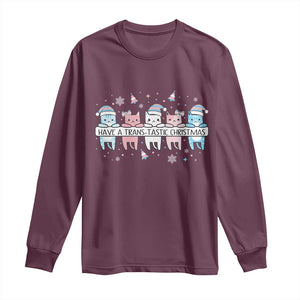 Have A Trans Tastic Christmas Gift Long Sleeve Shirt LGBTQ Cat Lover TS12 Maroon Print Your Wear
