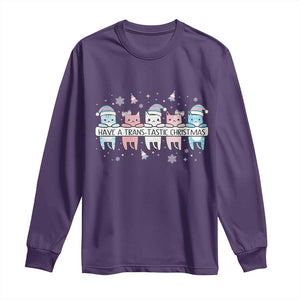 Have A Trans Tastic Christmas Gift Long Sleeve Shirt LGBTQ Cat Lover TS12 Purple Print Your Wear