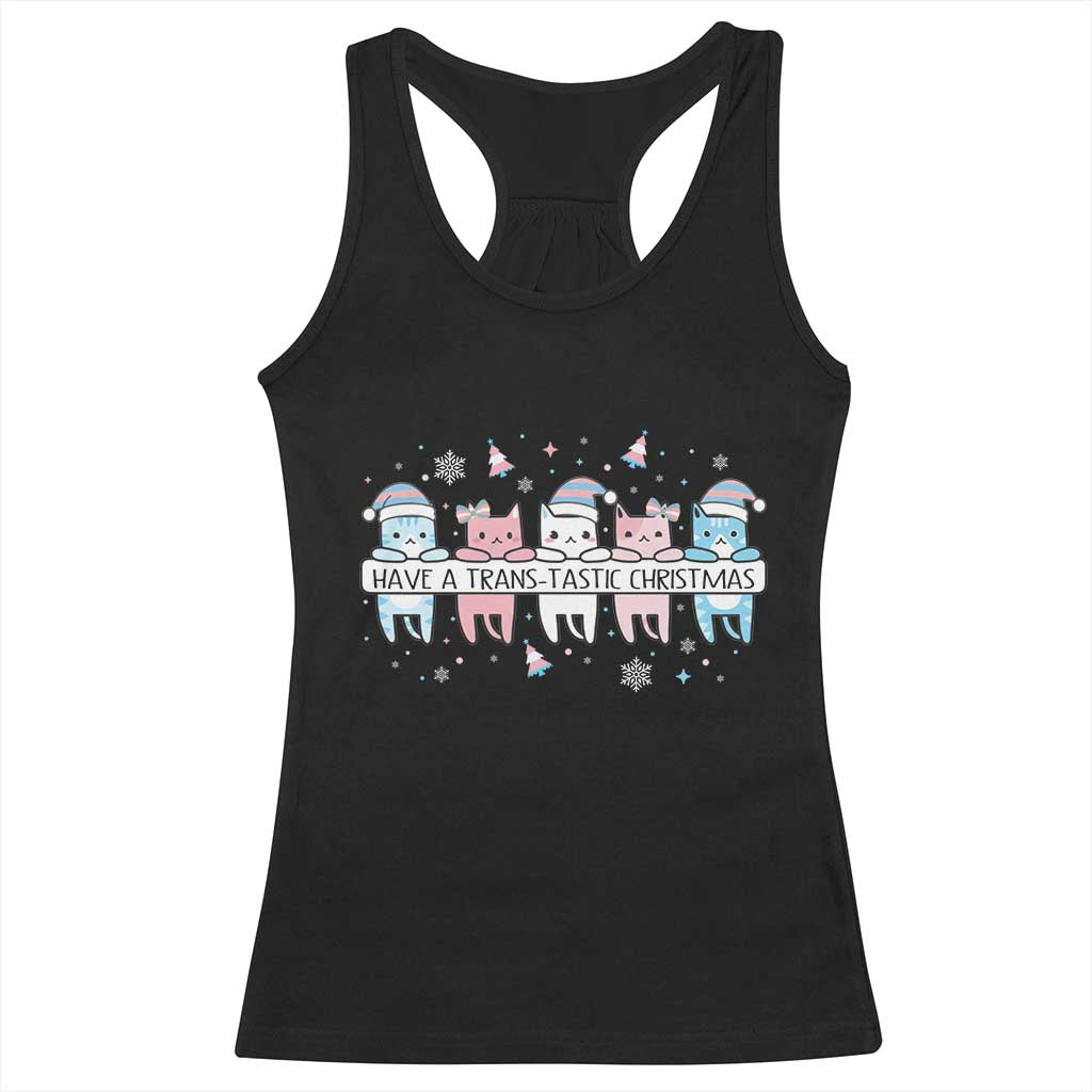 Have A Trans Tastic Christmas Gift Racerback Tank Top LGBTQ Cat Lover TS12 Black Print Your Wear