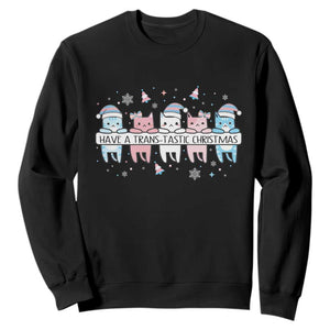 Have A Trans Tastic Christmas Gift Sweatshirt LGBTQ Cat Lover TS12 Black Print Your Wear