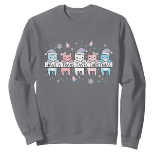Have A Trans Tastic Christmas Gift Sweatshirt LGBTQ Cat Lover TS12 Charcoal Print Your Wear