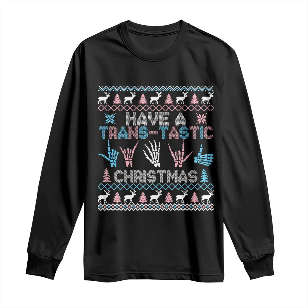 LGBTQ Trans Pride Long Sleeve Shirt Have A Trans Tastic Ugly Christmas Gift TS12 Black Print Your Wear