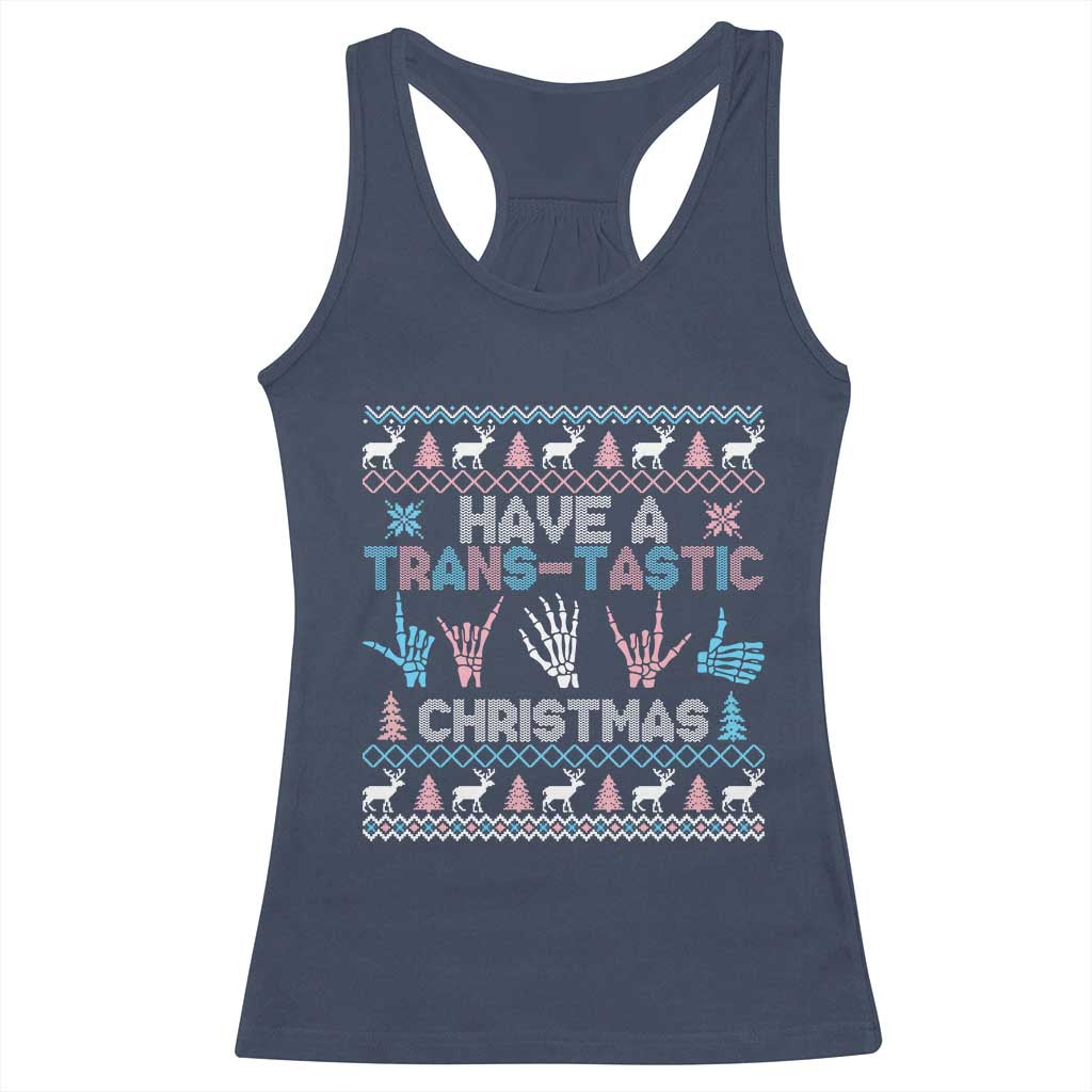 LGBTQ Trans Pride Racerback Tank Top Have A Trans Tastic Ugly Christmas Gift TS12 Navy Print Your Wear