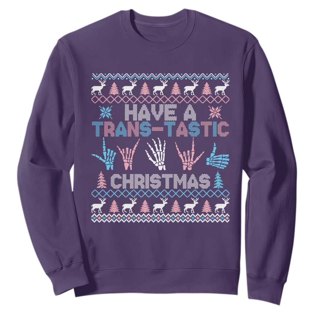 LGBTQ Trans Pride Sweatshirt Have A Trans Tastic Ugly Christmas Gift TS12 Purple Print Your Wear