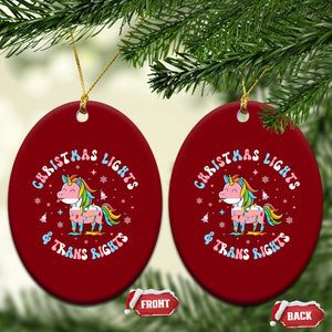 Christmas Lights And Trans Rights Ceramic Ornament Magical Unicorn Pride TS12 Print Your Wear